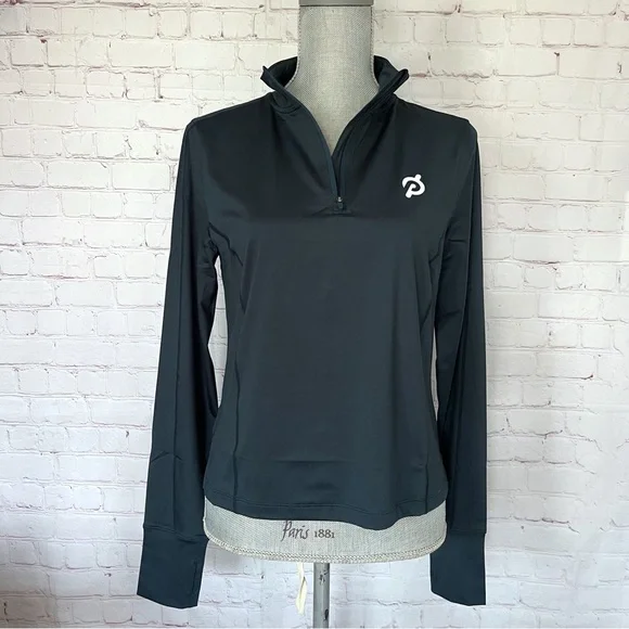 PELOTON Teal Fitted Cropped Zip-up Long Sleeve Warm Up Exercise Shirt - Picture 3 of 10